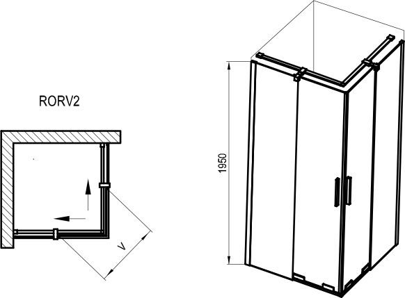 Dušo kabina Ravak Roll RORV2 90x90, blizgi+stiklas Transparent X14V70C00Z1 Dušo kabina Ravak Roll RORV2 90x90, blizgi+stiklas Transparent X14V70C00Z1