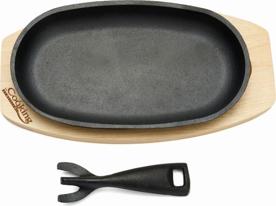 Keptuvė steikams su medine baze ketaus 24x14cm HR-YT-995 HEINNER Keptuvė steikams su medine baze ketaus 24x14cm HR-YT-995 HEINNER