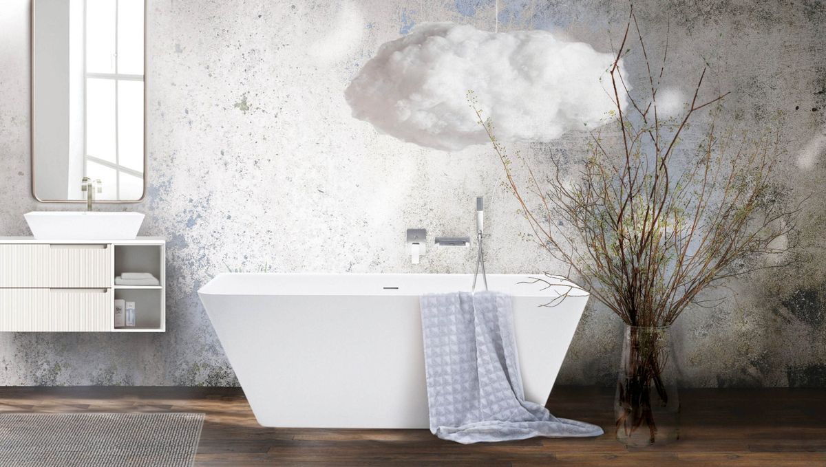 Akmens masės vonia PAA Quadro Wall 160 cm