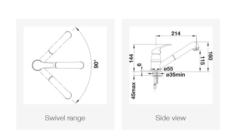 Plautuvės maišytuvas BLANCO DARAS-S Antracitas HD