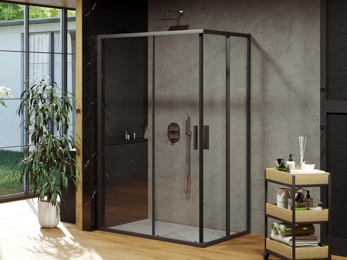 Dušo kabinos komplektas Ravak SET 19L - BLSRV2K+BLSRV2K 80x120, juoda+stiklas Transparent Dušo kabinos komplektas Ravak SET 19L - BLSRV2K+BLSRV2K 80x120, juoda+stiklas Transparent