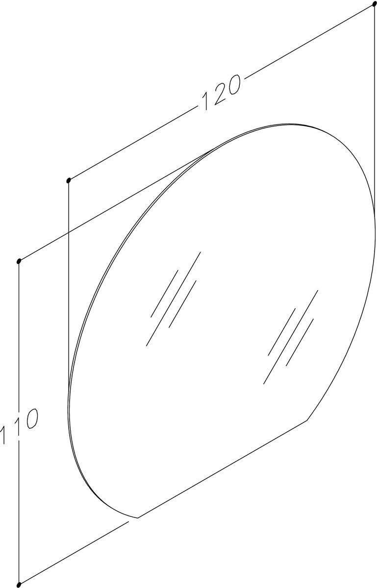 Pusapvalis veidrodis Kame Semi round 120 cm