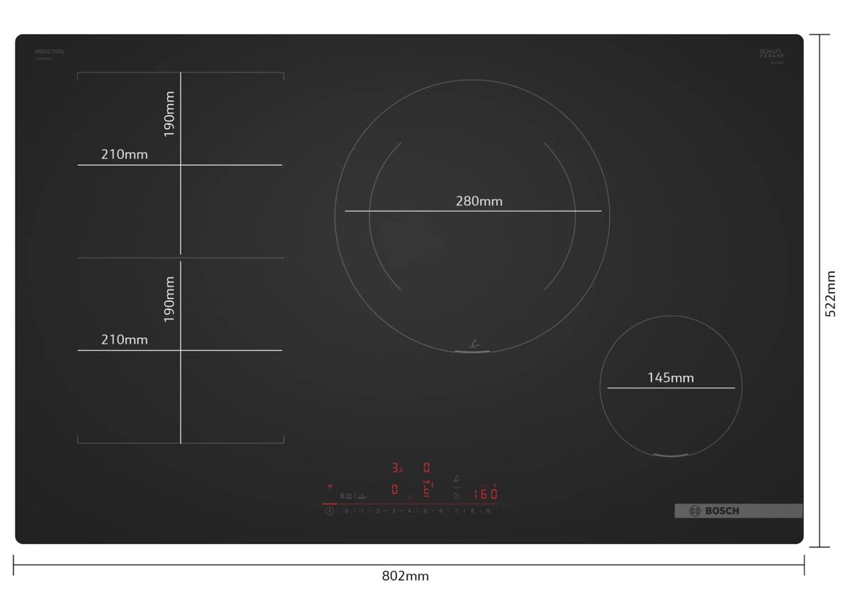 Įmontuojama indukcinė kaitlentė Bosch Serija 6, PVS81AHC1E, 80 cm