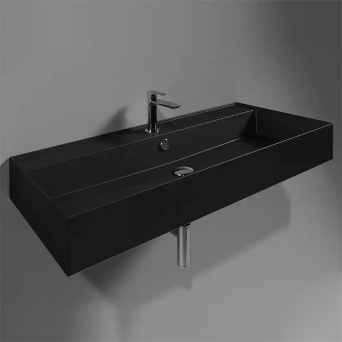 Praustuvas Simas Agile 101x46 cm, juoda matinė, AG101 NERO MATT