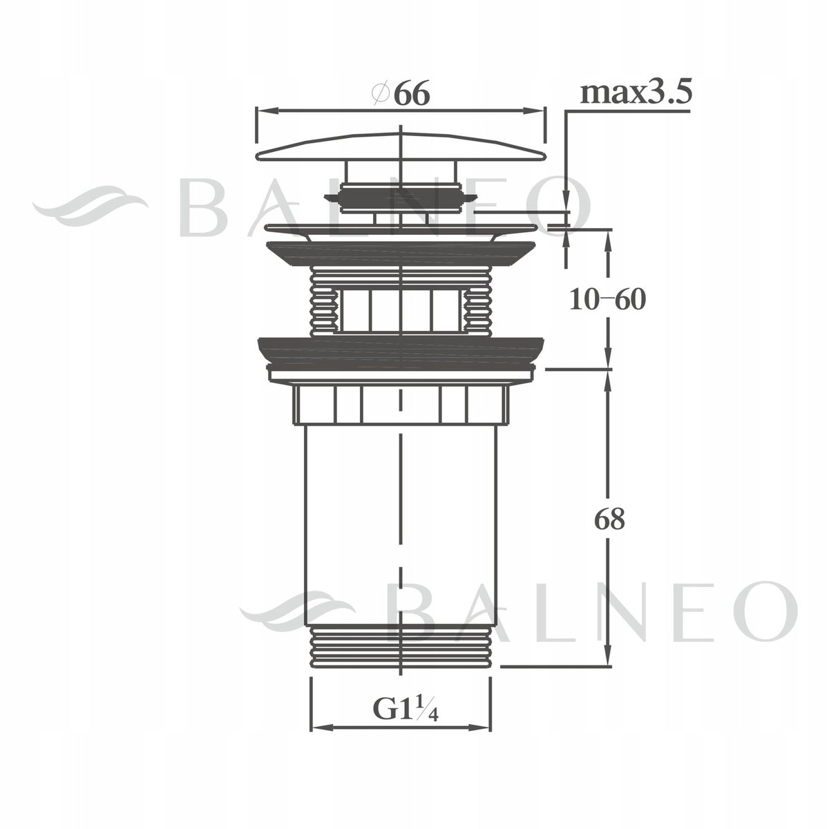 Dugno vožtuvas Balneo Click Clack C, keraminis baltas, E0101050301-2