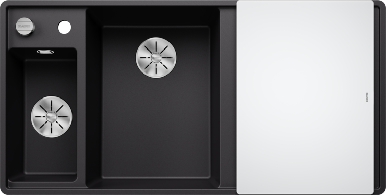 Silgranitinė plautuvė BLANCO AXIA III 6 S-F LI SILG PDUR Juoda Z.GL InFino M.AF