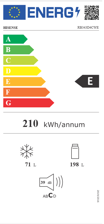 Šaldytuvas HISENSE RB343D4CWE