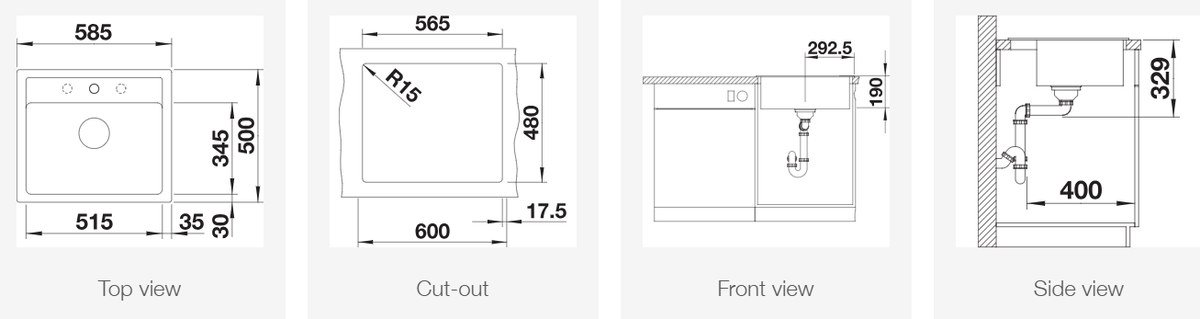 Silgranitinė plautuvė BLANCO LEGRA 6 SILG Pilka O.ZUB O.AF