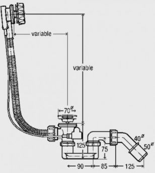 Automatinis vonios sifonas McAlpine, chromo dangteliai, HC31M-N2