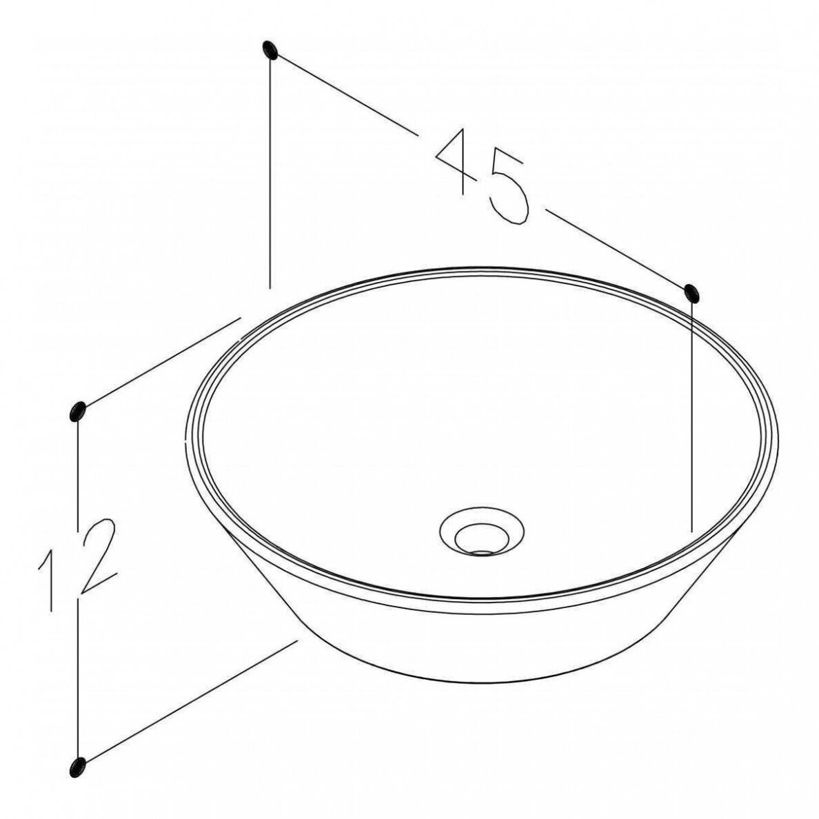 Praustuvas Kame Ciotola 45 cm baltas WB454512