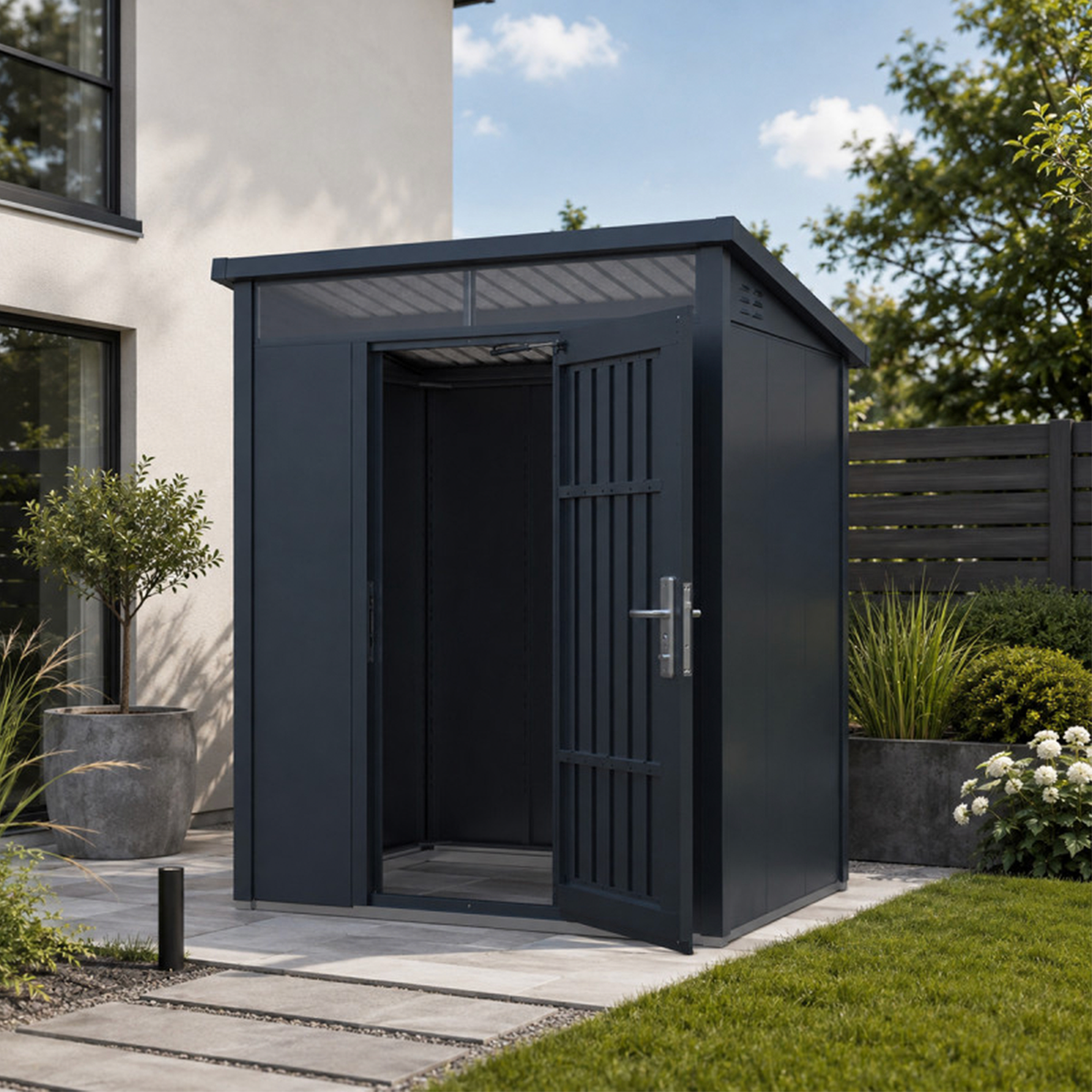 Metalinis sandėliukas su stoglangiu Premium, 2,6 m2