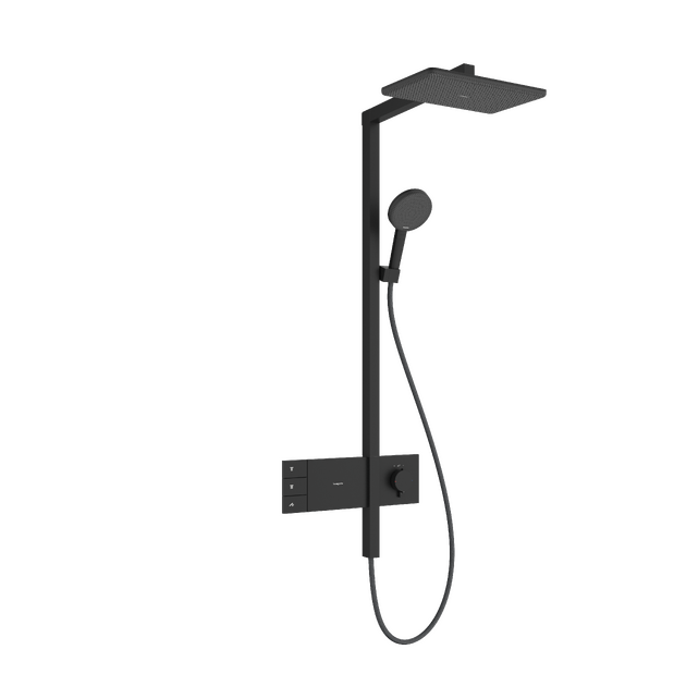 Dušo sistema HANSGROHE Raindance Alive Q su termostatu, matinė juoda, 24590670
