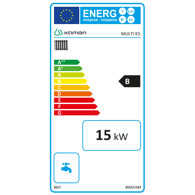 Granulinis katilas Kamen MULTI K5 15kW, 5 klasė, granulių talpa iki 180 kg