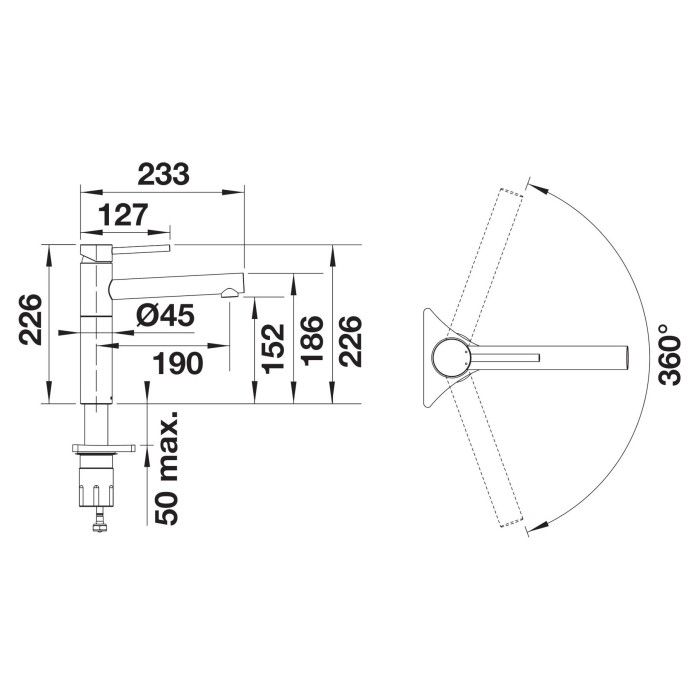 Maišytuvas plautuvei BLANCO ALTA II Tartufo, 527535