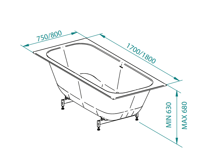 Įleidžiama akmens masės vonia Balteco Vigo 180x80 cm Xonyx™, balta blizgi Įleidžiama akmens masės vonia Balteco Vigo 180x80 cm Xonyx™, balta blizgi