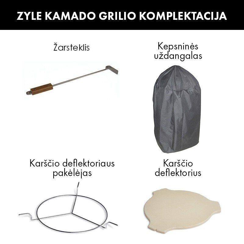 Grilis Kamado su priedais Zyle 39,8 cm Starter žalias ZY16KSGRSET