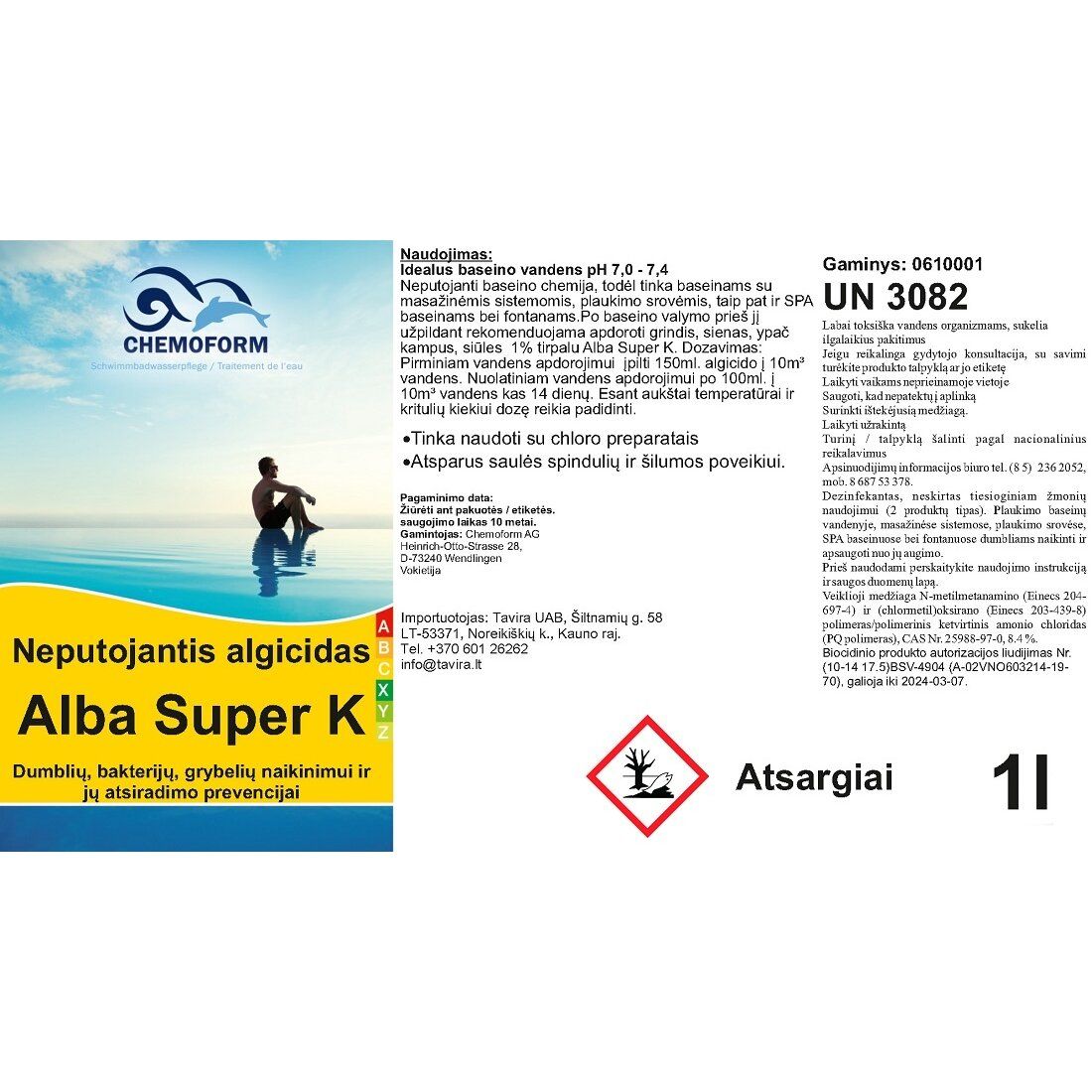 Algicidas nuo dumblių neputojantis Chemoform Alba Super K, 1l, 610001