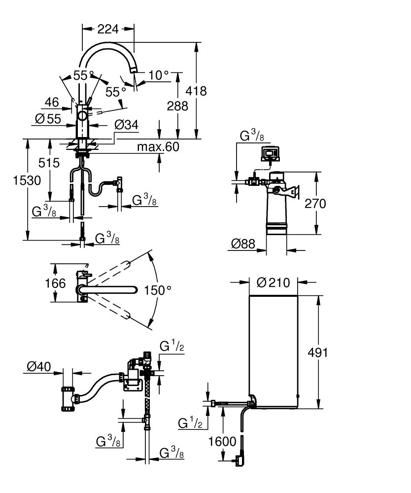 Maišytuvas ir L dydžio boileris Grohe Red Duo, 30079001