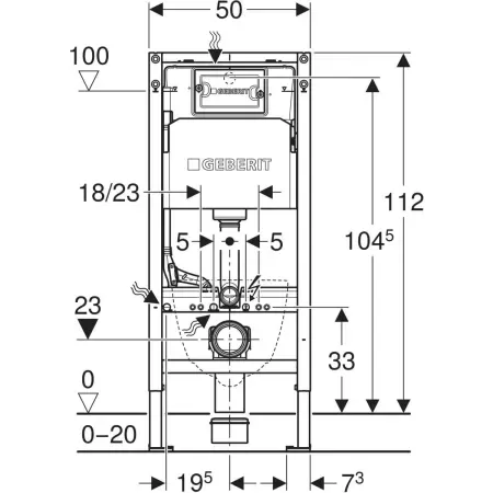 WC modulis Geberit Duofix Delta20 komplektas su chromo mygtuku, 458134212