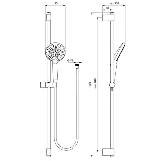 Dušo komplektas Ideal Standard IdealRain Evo Jet 3F L900, chromas, B1763AA