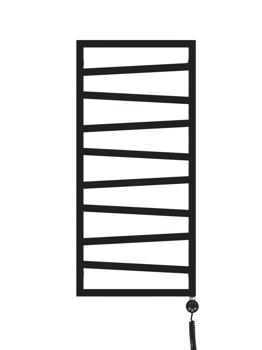 Elektrinis rankšluosčių džiovintuvas Terma ZigZag, metalinė juoda, 50 cm x 107 cm, 400 W, dešininis, pilnai paruoštas naudojimui