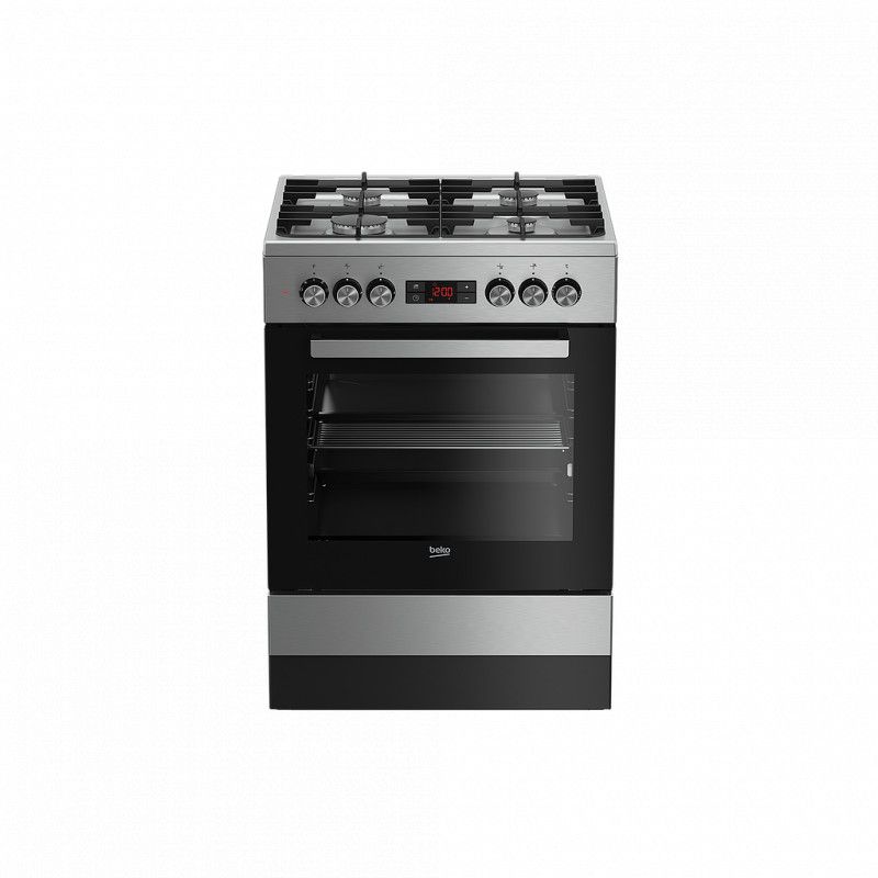 Dujinė 60 cm pločio viryklė BEKO FSM62332DX su elektrine orkaite
