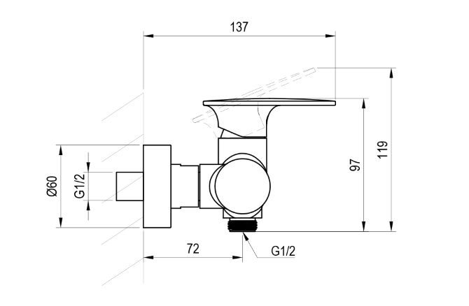 Sieninis dušo maišytuvas Ravak Spring SG, juodas matinis X070549 Sieninis dušo maišytuvas Ravak Spring SG, juodas matinis X070549