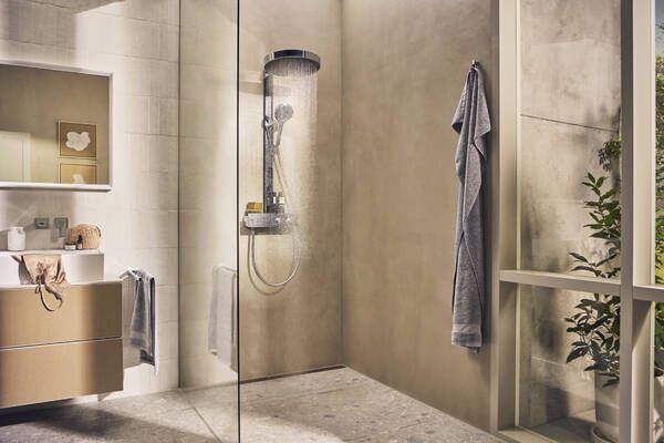 Dušo sistema Hansgrohe Rainfinity 360 1 jet su dušo lentynėle, chromas 26853000