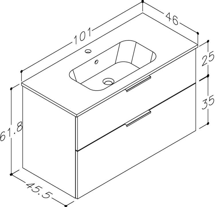 Apatinė spintelė su keramikiniu praustuvu Raguvos Baldai GRAND, grafitas, 101 cm, 21113722