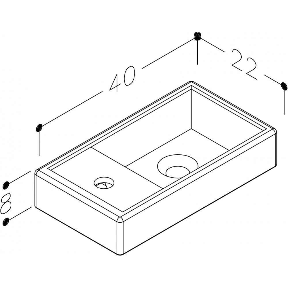 Praustuvas Kame MINI 40x22 juodas MN400220B
