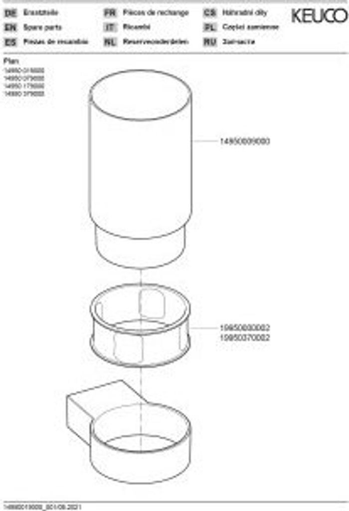 Stiklinė pakabinama KEUCO PLAN, 14950019000