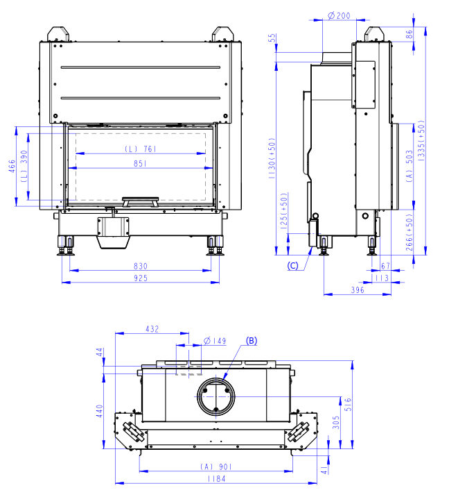 Plieninis židinio ugniakuras Romotop KV HEAT H3LF06 88.50.06, juoda pakura IGN, pakeliamomis durimis Plieninis židinio ugniakuras Romotop KV HEAT H3LF06 88.50.06, juoda pakura IGN, pakeliamomis durimis