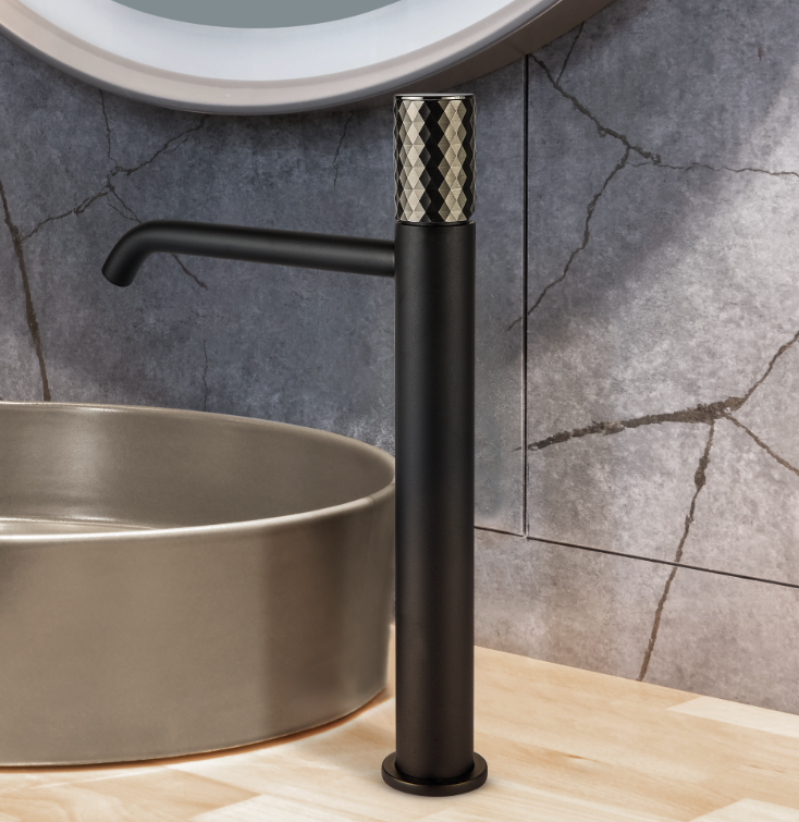 Aukštas maišytuvas praustuvui Fiore Xenon CHARME juodas matinis su Graphite rankenėle, 441NNGR5250