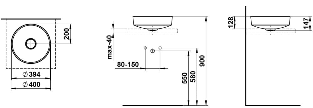Pastatomas praustuvas LAUFEN RIVO 40 cm, vario spalvos, H512RO41531121 Pastatomas praustuvas LAUFEN RIVO 40 cm, vario spalvos, H512RO41531121