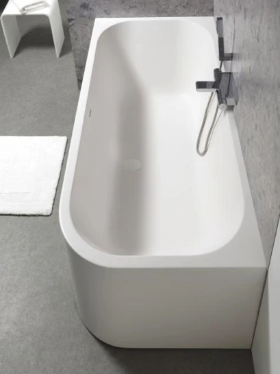 Akmens masės vonia Balteco Leon kairinė 180×80 balta poliruota