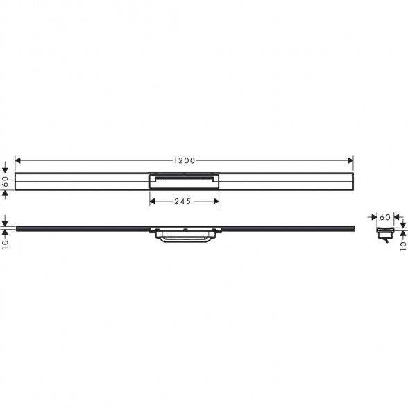 Latako komplektas Hansgrohe RainDrain Flex Finish 900 mm, trumpinamas, juoda matinė, 56045670