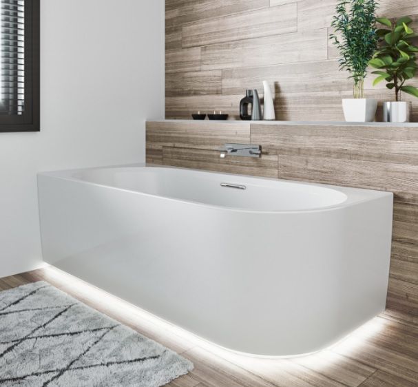 Laisvai statoma vonia Riho Desire Corner 170x77 cm su LED apšvietimu, balta, dešinė, B156002005