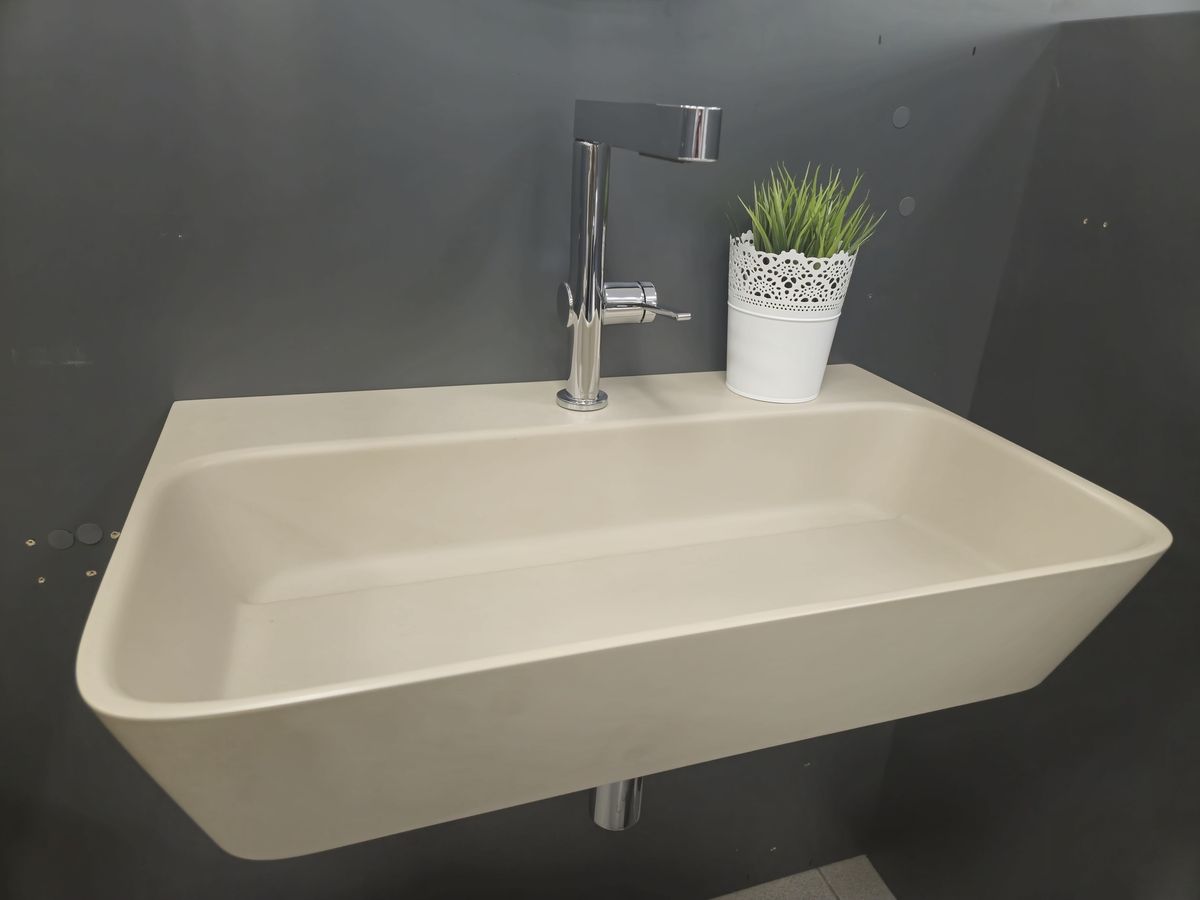 Praustuvas Paa QUADRO SilkSTONE® 70x43 cm caffe latte, su skyle maišytuvui