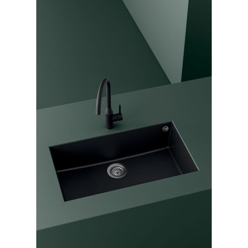 Granitinė plautuvė QUADRA 105 54x44cm, montuojama iš apačios, juoda 40, J016176