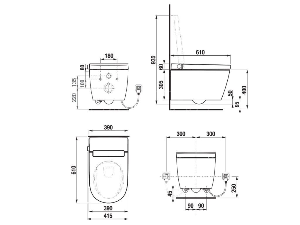 Pakabinamas klozetas JIKA Clean MILA rimless su bidė funkcija, baltas H8215230000001 Pakabinamas klozetas JIKA Clean MILA rimless su bidė funkcija, baltas H8215230000001