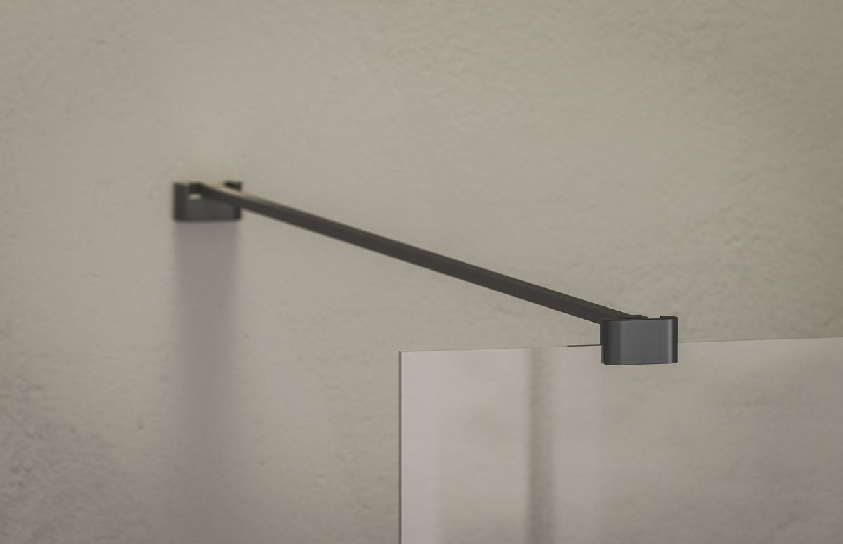 Dušo sienelė Walk In Wall Air-90 black + glass Transparent, GW9W70300Z1C Dušo sienelė Walk In Wall Air-90 black + glass Transparent, GW9W70300Z1C