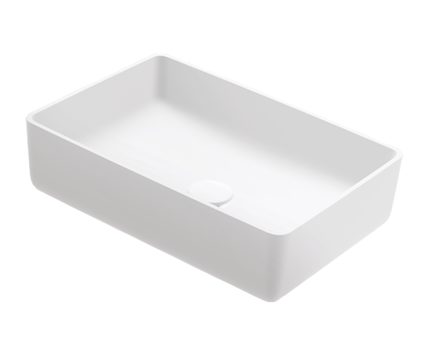 Pastatomas Xonyx™ lieto akmens praustuvas Balteco NEO Q 50x35x13 cm, baltas matinis
