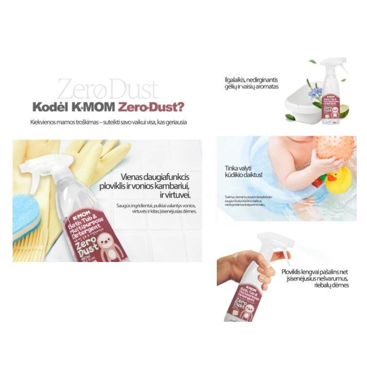 Daugiafunkcinis vonios ploviklis K-MOM Zero Dust 0,4 l