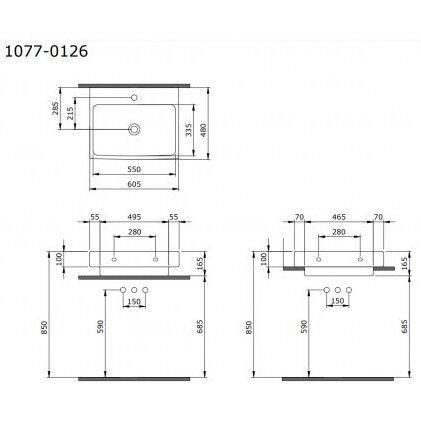 Praustuvas Bocchi Scala Arch 60 cm baltas