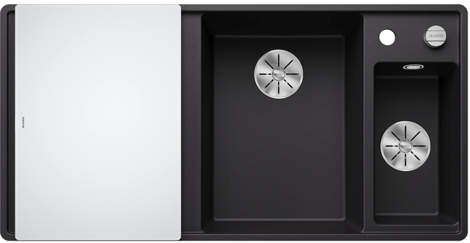 Silgranitinė plautuvė BLANCO AXIA III 6 S-F RE SILG PDUR Juoda Z.GL InFino M.AF