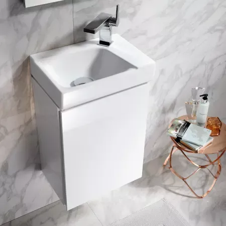 Geberit Xeno² praustuvas mažoms patalpoms: 40x12.5x28cm, balta / KeraTect, Maišytuvo skylė kairėje, 500528011