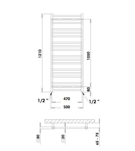 Rankšluosčių džiovintuvas PMH Avento 50x121 cm, juoda struktūrinė, AV3BL