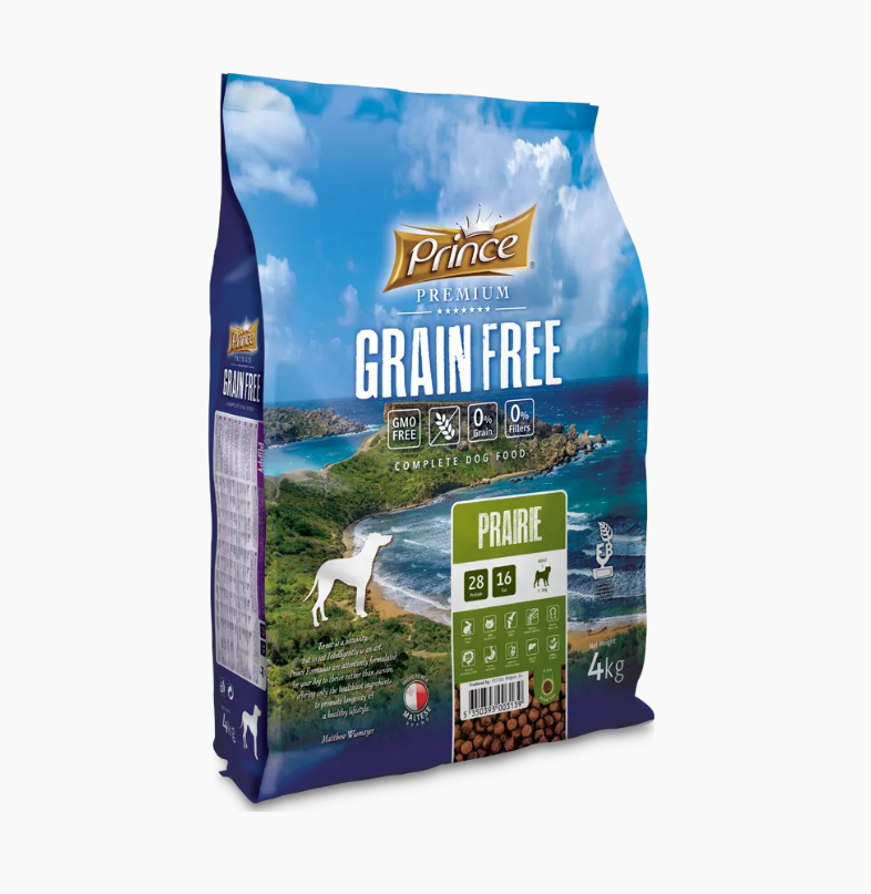 PRINCE Grain Free Prairie sausas ėdalas be grūdų mažiems ir vidutinių veislių šunims su ėriena 4kg PRINCE Grain Free Prairie sausas ėdalas be grūdų mažiems ir vidutinių veislių šunims su ėriena 4kg