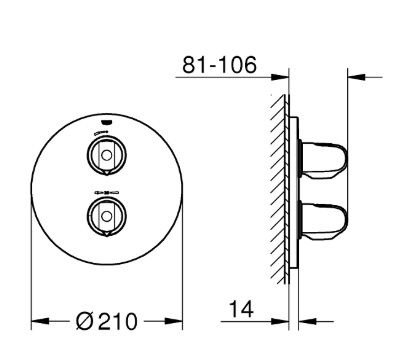 Potinkinio termostatinio dušo maišytuvo dangtelis Grohe GROHTHERM 1000 New, chromas 19984000 Potinkinio termostatinio dušo maišytuvo dangtelis Grohe GROHTHERM 1000 New, chromas 19984000