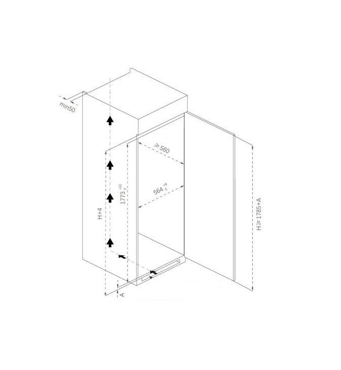 Įmontuojama šaldytuvas HF-BIM304NFINVE++ HEINNER Įmontuojama šaldytuvas HF-BIM304NFINVE++ HEINNER